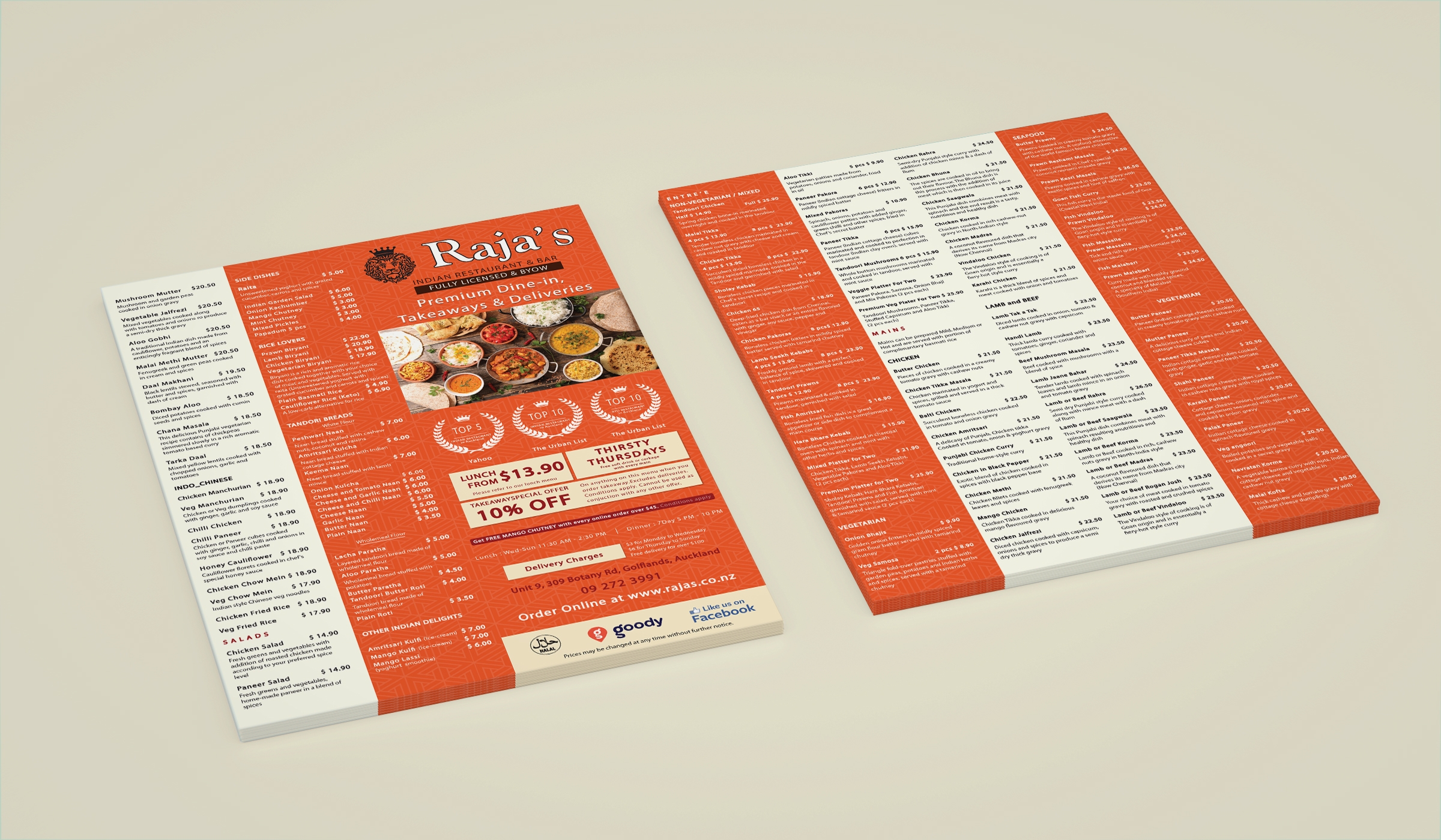 Raja’s menu.